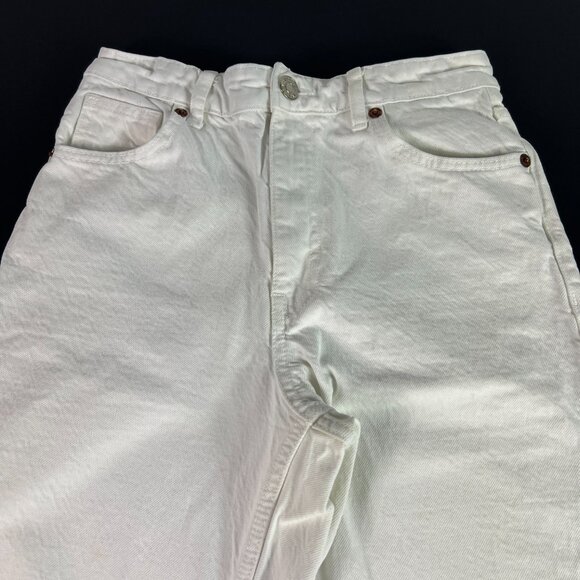 Zara Jeans Women's 27x29* High Rise Wide Leg White Raw Hem Denim Tag 4 - Picture 5 of 16